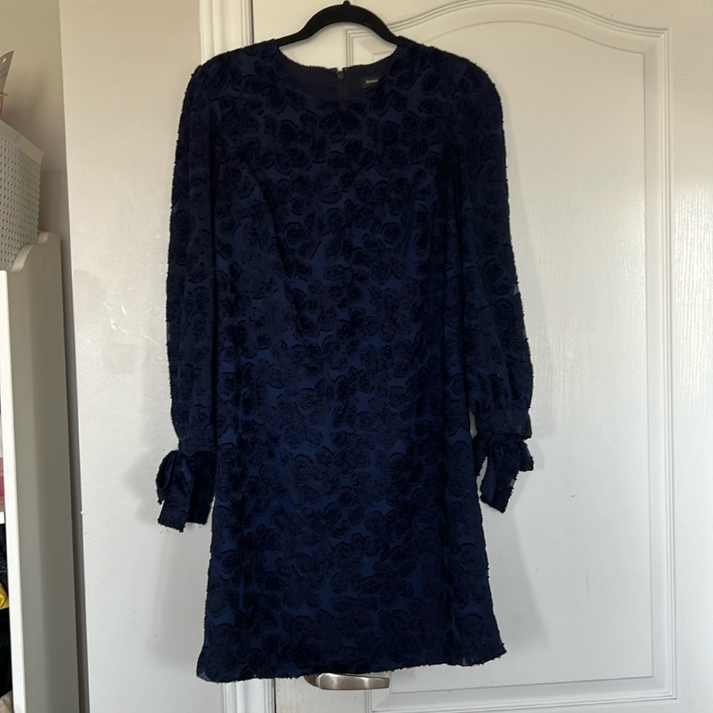 Banana Republic bow cuff shift preppy navy dress size 4